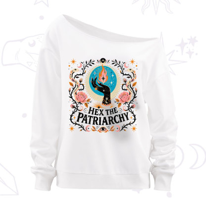 Purplehecate Hex The Patriarchy Off The Shoulder Sweatshirt