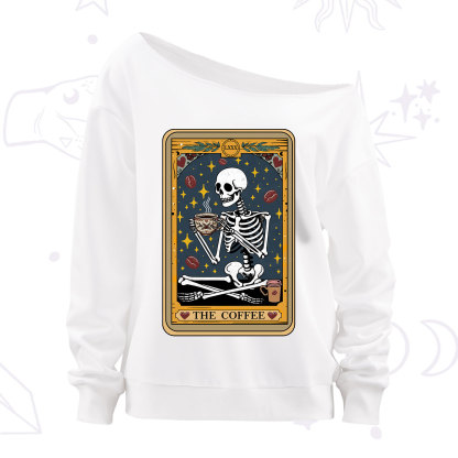 Purplehecate The Coffee Lover Tarot Card Off The Shoulder Sweatshirt