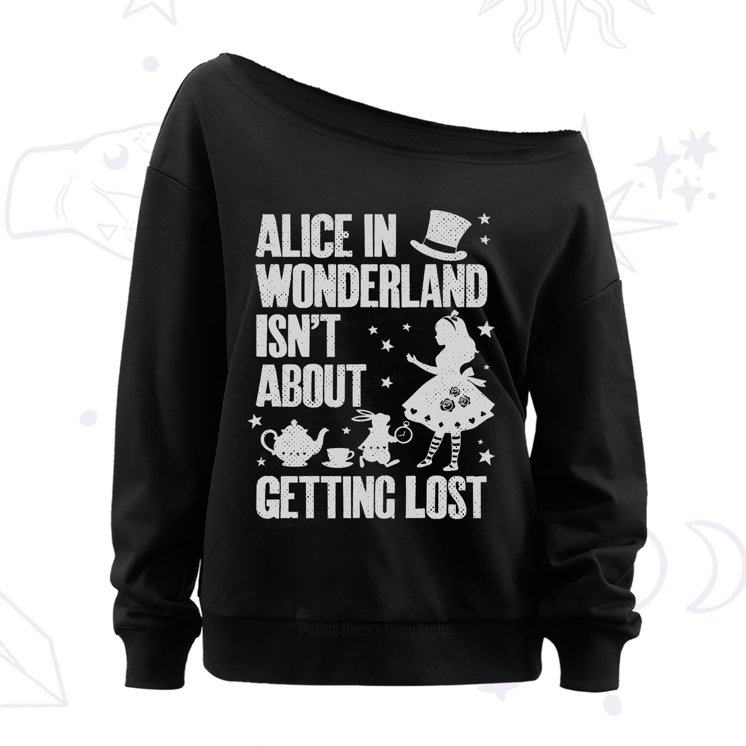 Purplehecate Alice Style Wonderland Girl Quote Off The Shoulder Sweatshirt