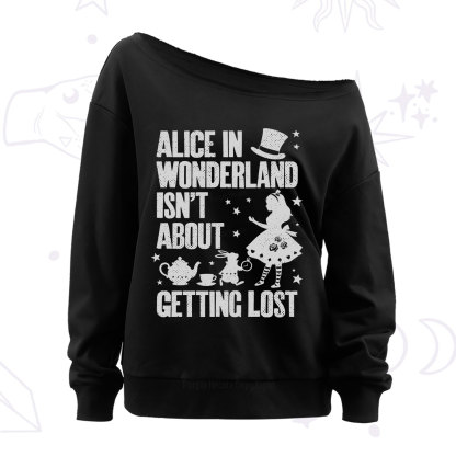 Purplehecate Alice Style Wonderland Girl Quote Off The Shoulder Sweatshirt