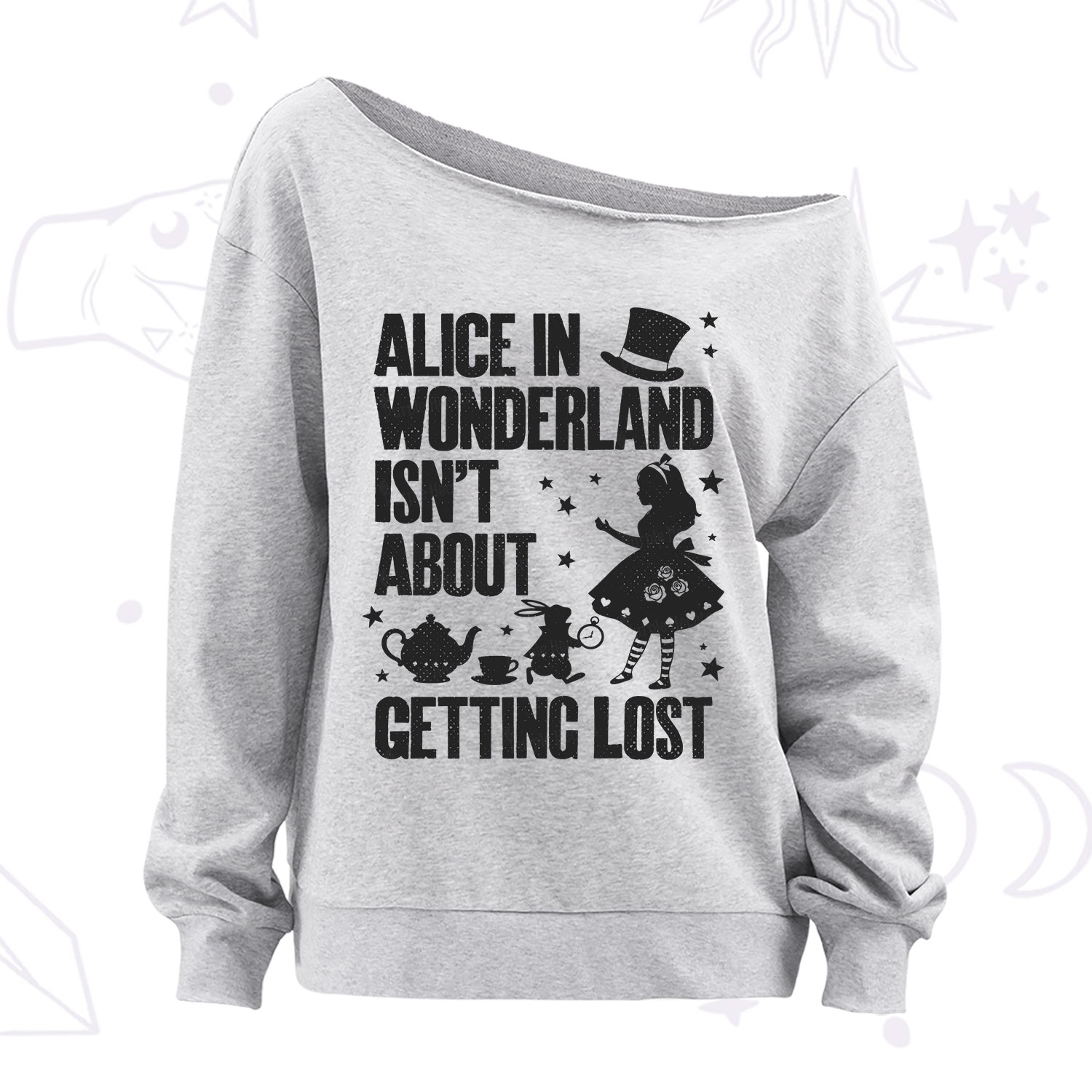 Purplehecate Alice Style Wonderland Girl Quote Off The Shoulder Sweatshirt