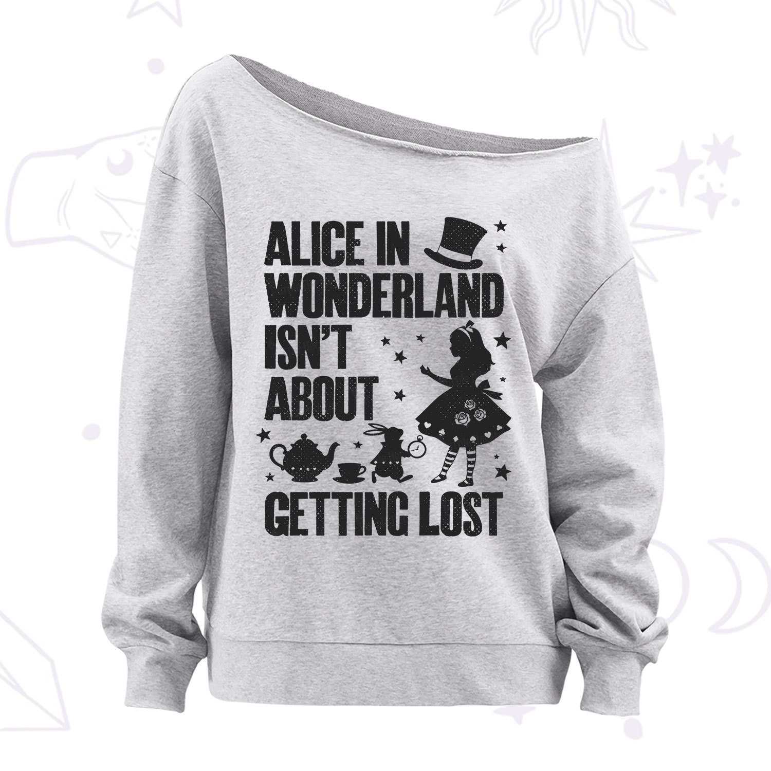 Purplehecate Alice Style Wonderland Girl Quote Off The Shoulder Sweatshirt