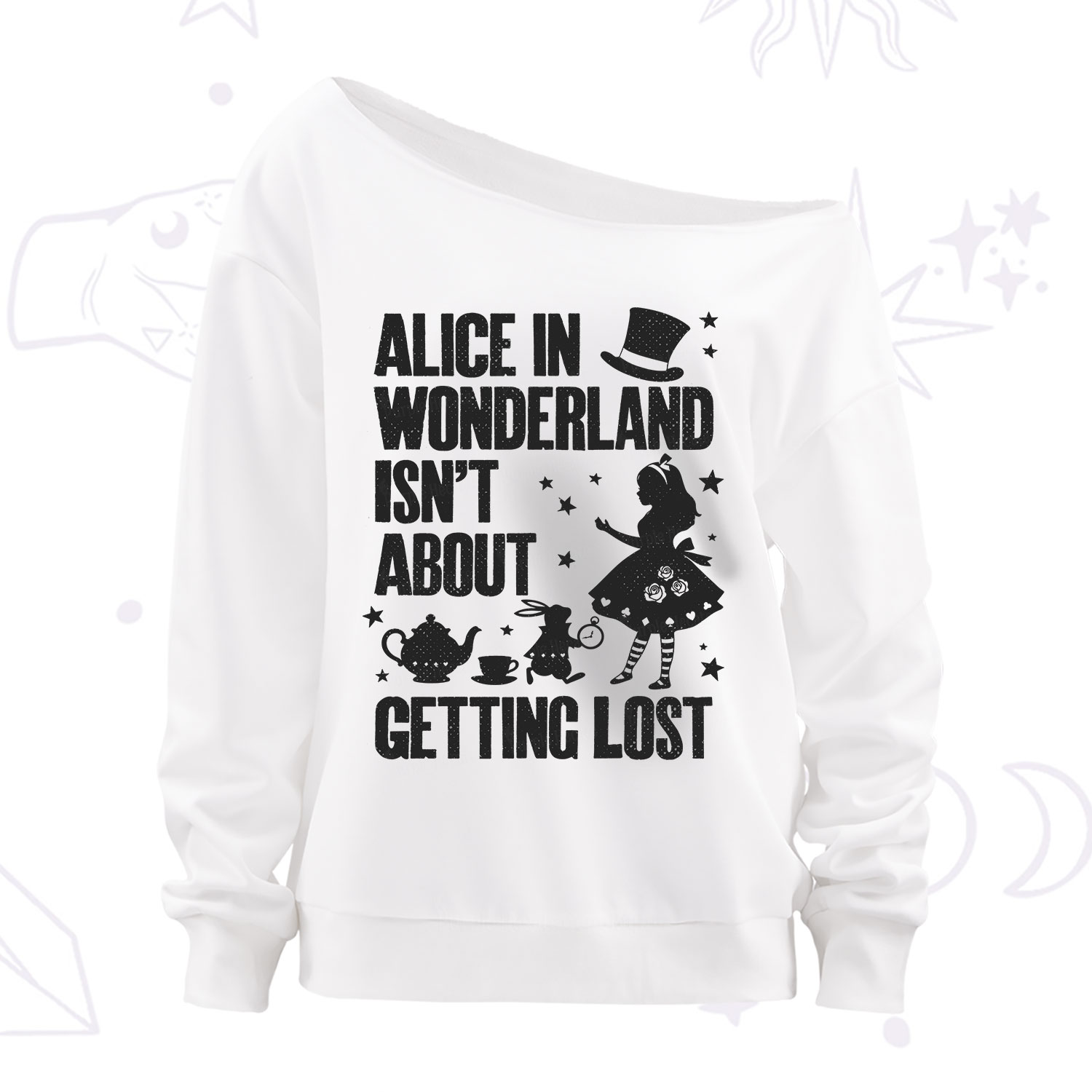 Purplehecate Alice Style Wonderland Girl Quote Off The Shoulder Sweatshirt