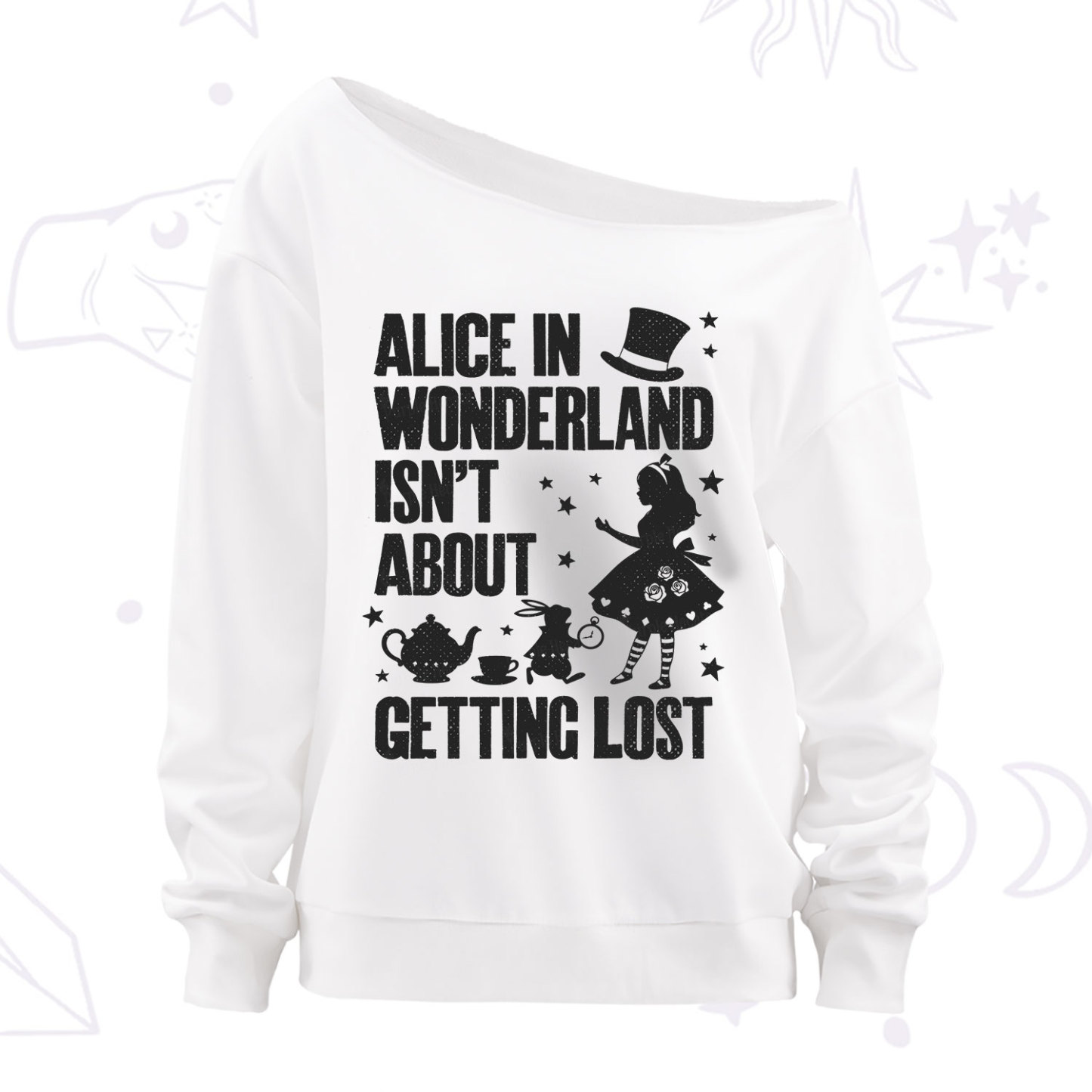Purplehecate Alice Style Wonderland Girl Quote Off The Shoulder Sweatshirt
