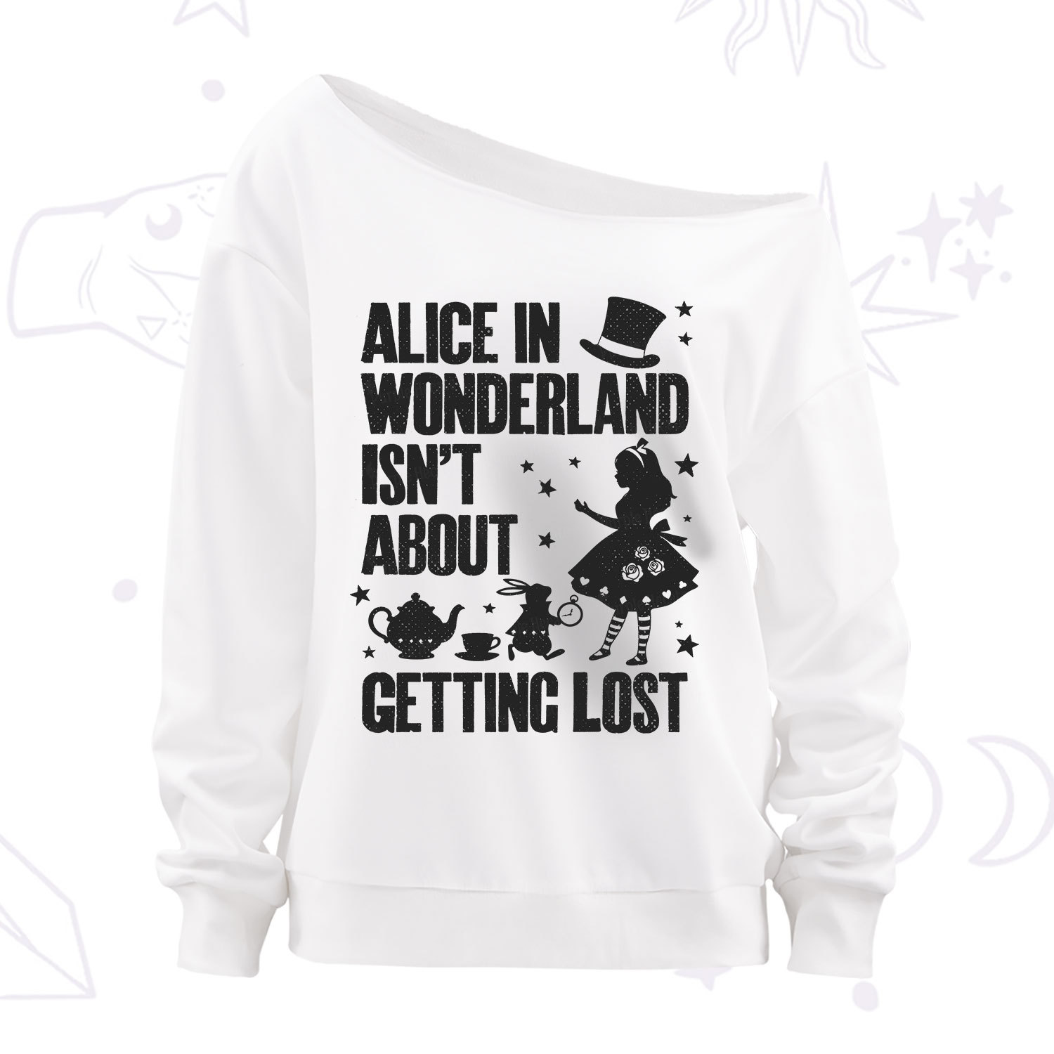 Purplehecate Alice Style Wonderland Girl Quote Off The Shoulder Sweatshirt