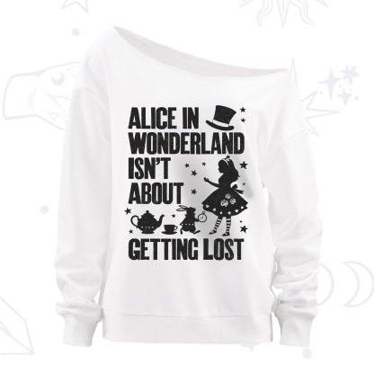 Purplehecate Alice Style Wonderland Girl Quote Off The Shoulder Sweatshirt