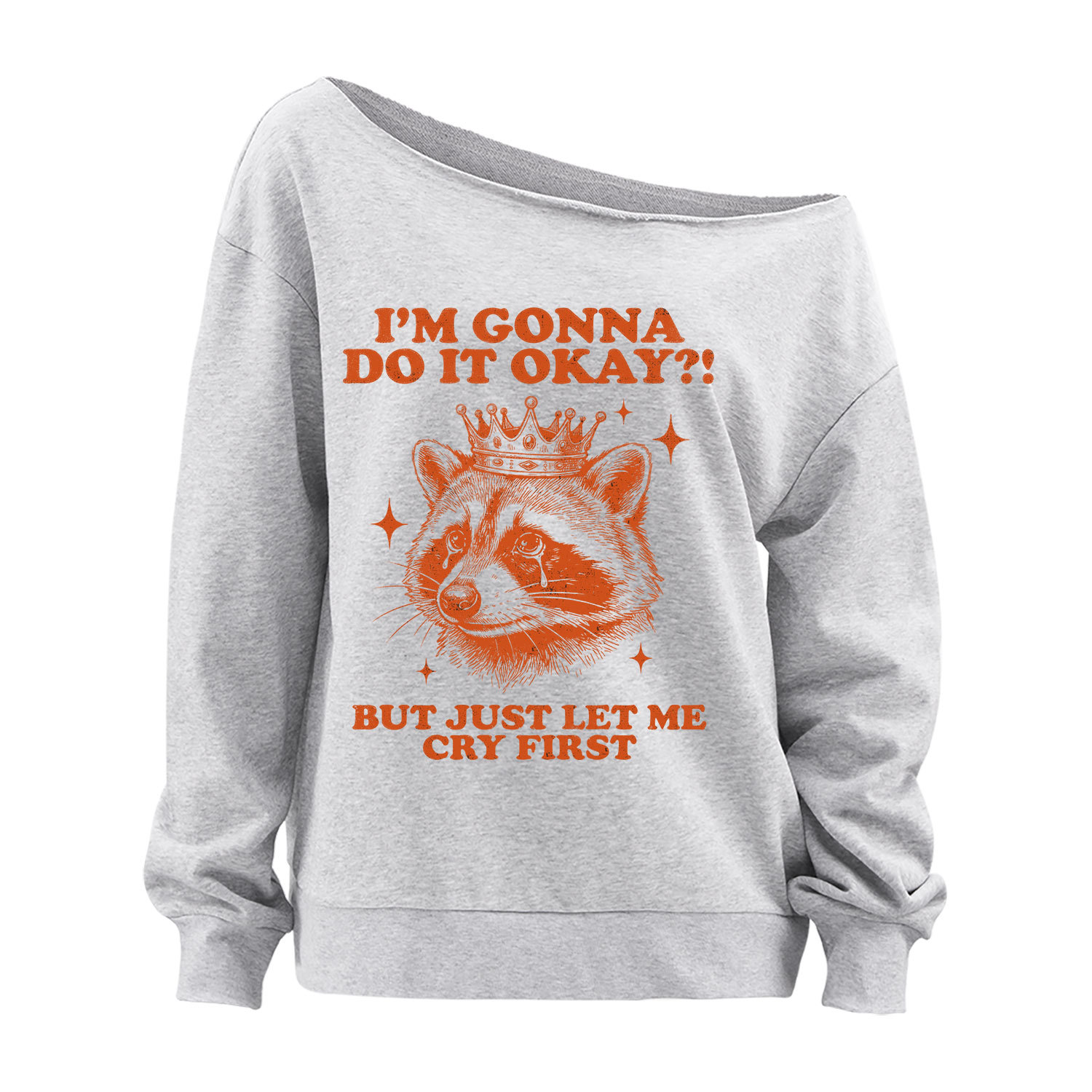 Purplehecate I'm Gonna Do It Okay Funny Raccoon Off The Shoulder Sweatshirt