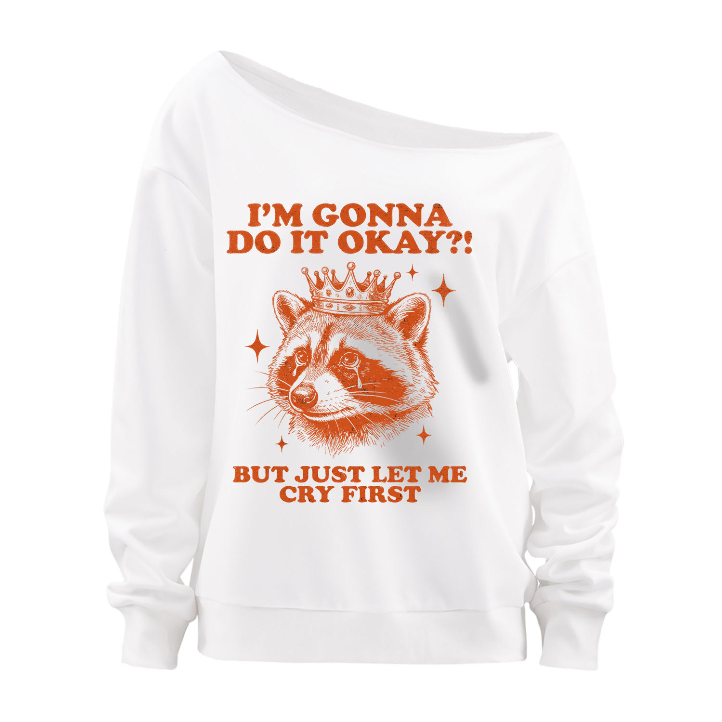 Purplehecate I'm Gonna Do It Okay Funny Raccoon Off The Shoulder Sweatshirt