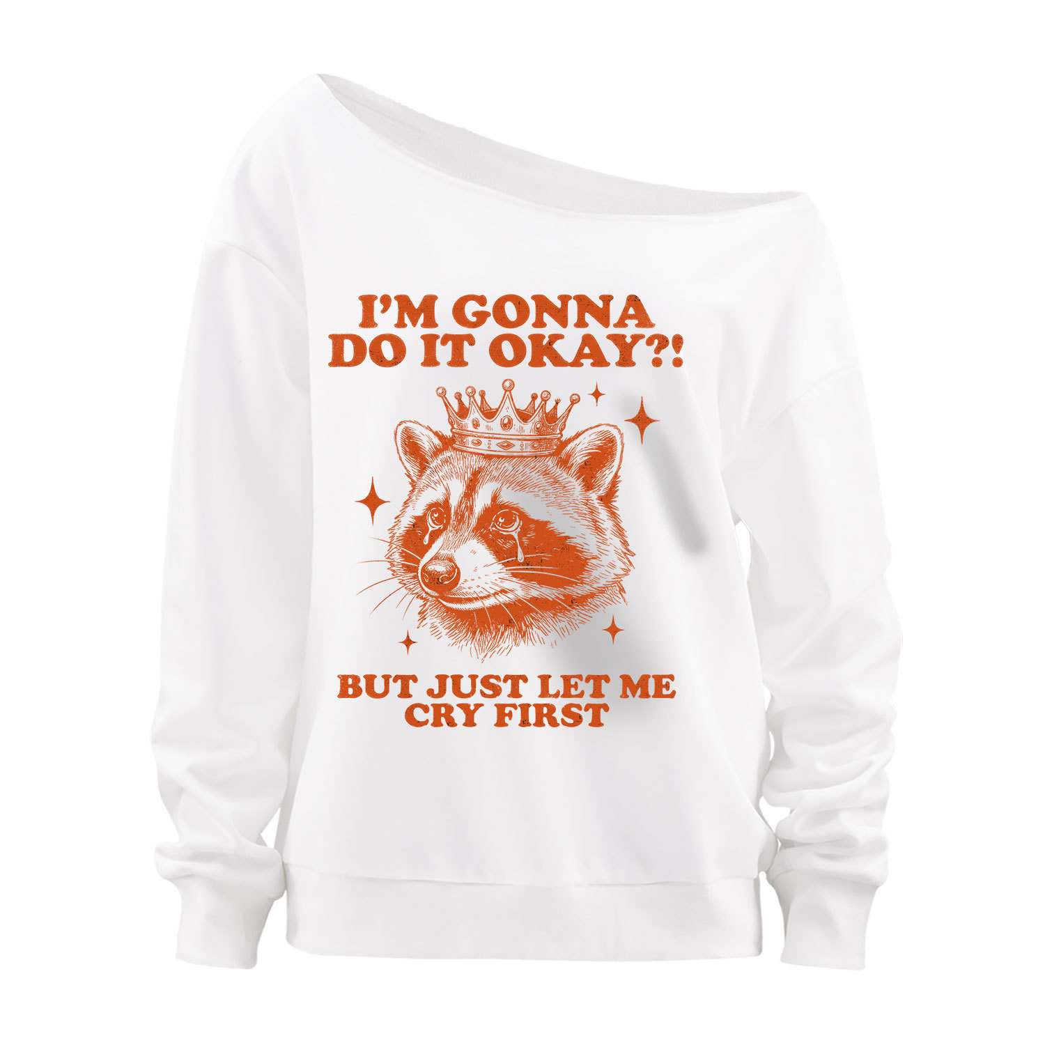 Purplehecate I'm Gonna Do It Okay Funny Raccoon Off The Shoulder Sweatshirt