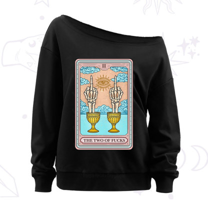 Purplehecate The Two of Fucks Tarot Off The Shoulder Sweatshirt