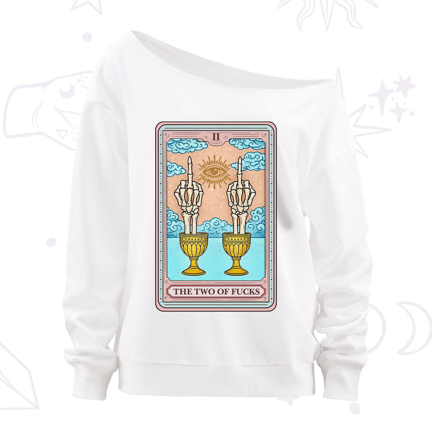 Purplehecate The Two of Fucks Tarot Off The Shoulder Sweatshirt