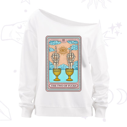 Purplehecate The Two of Fucks Tarot Off The Shoulder Sweatshirt