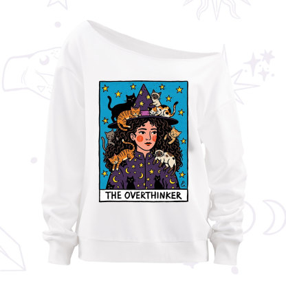 Purplehecate The Overthinker Witch Cat Party Off The Shoulder Sweatshirt