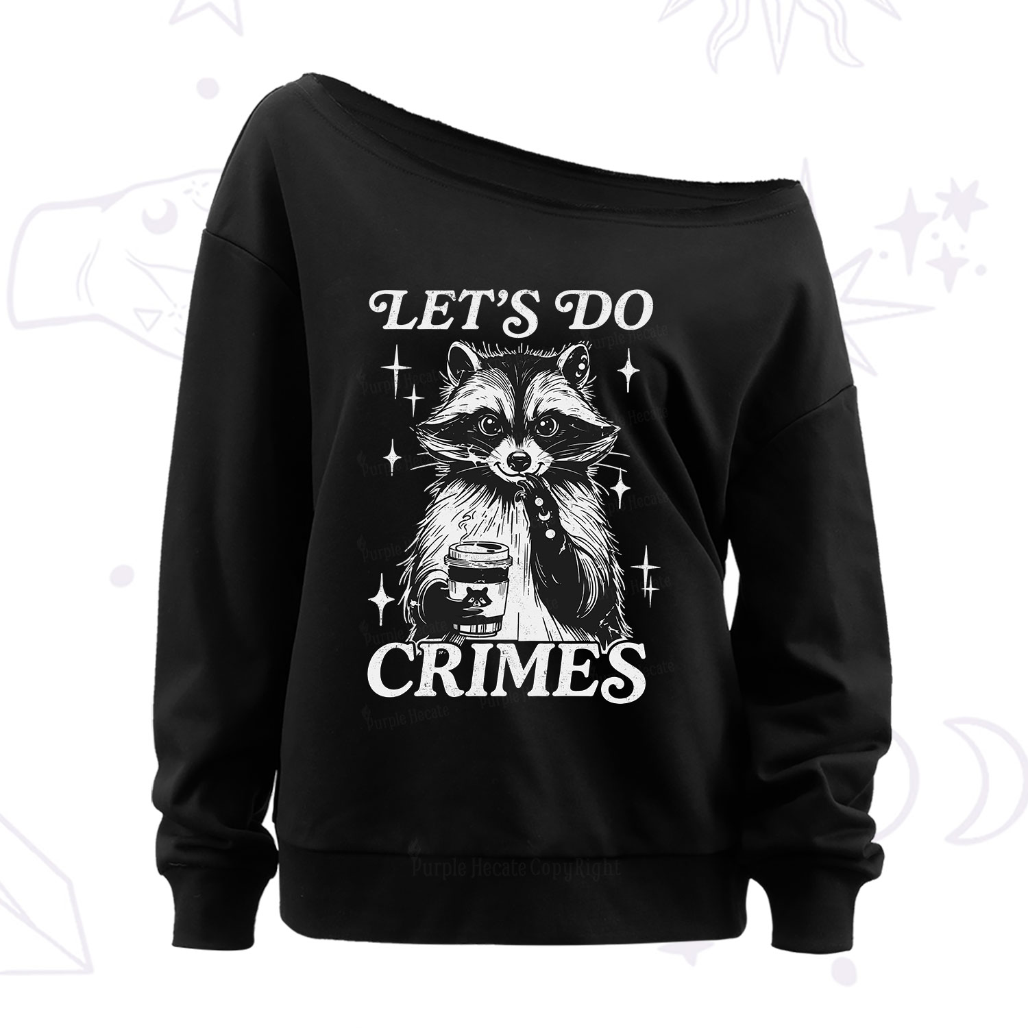 Purplehecate Let's Do Crimes Raccoon Off The Shoulder Sweatshirt