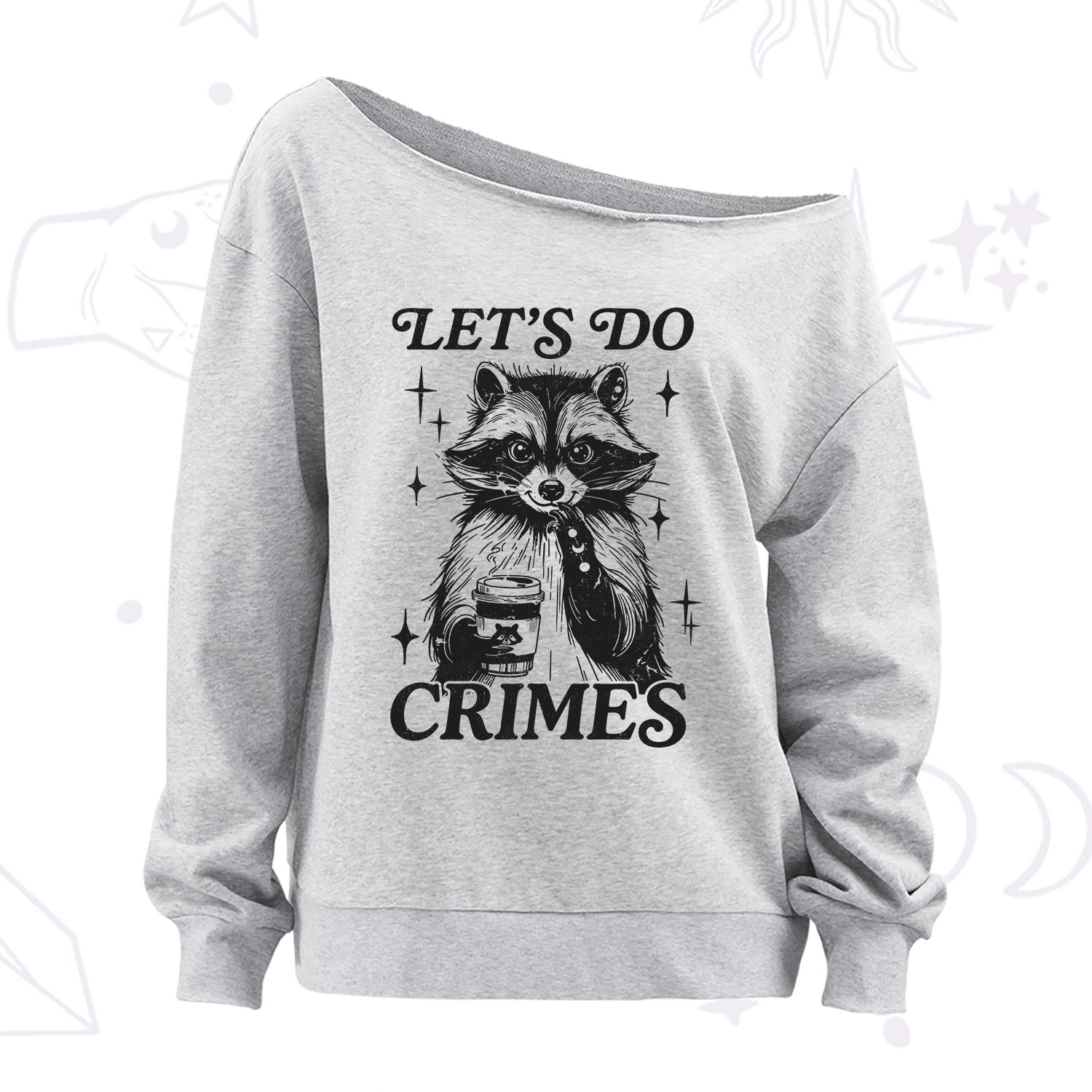 Purplehecate Let's Do Crimes Raccoon Off The Shoulder Sweatshirt