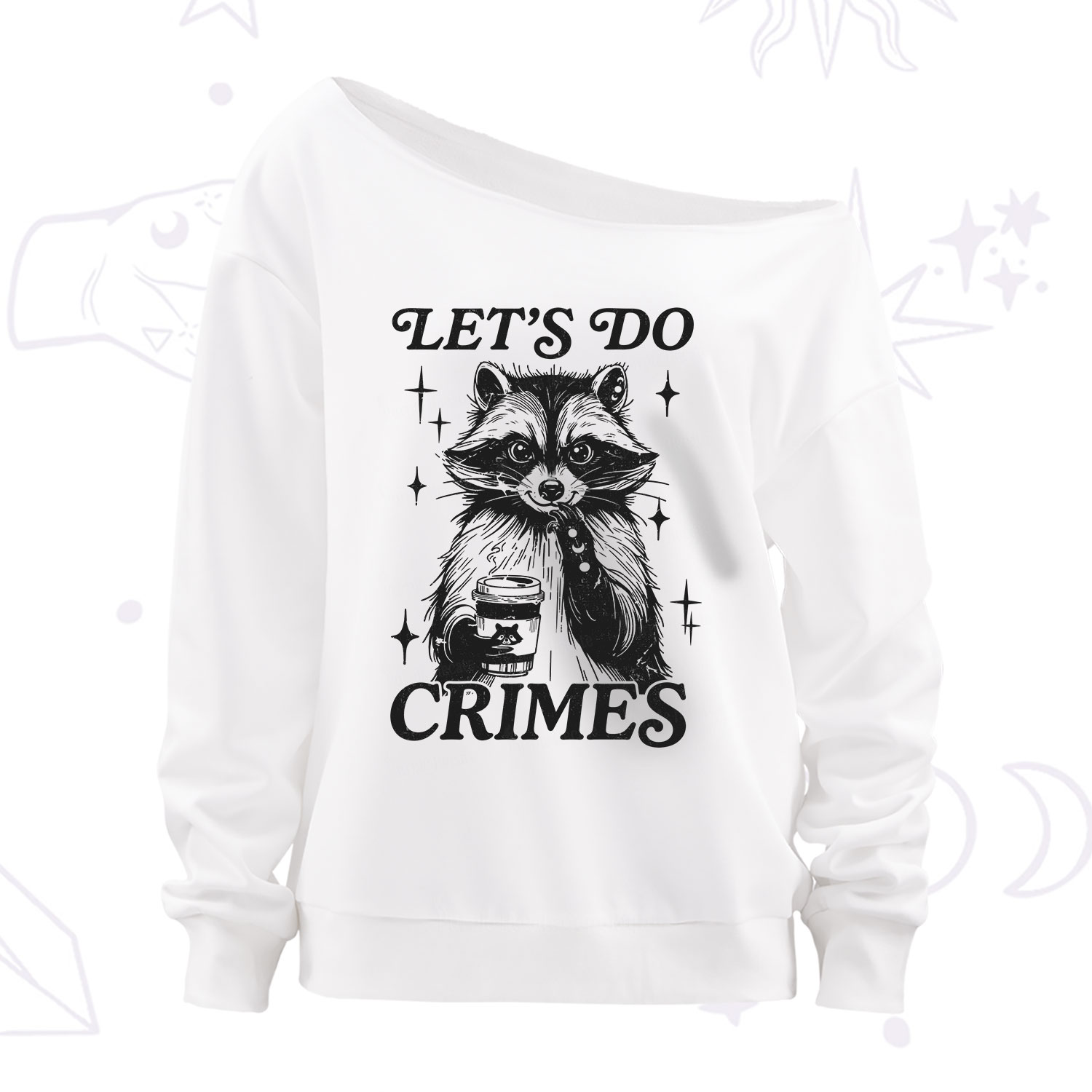 Purplehecate Let's Do Crimes Raccoon Off The Shoulder Sweatshirt