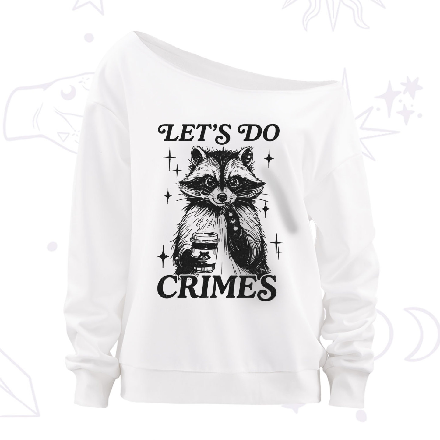 Purplehecate Let's Do Crimes Raccoon Off The Shoulder Sweatshirt