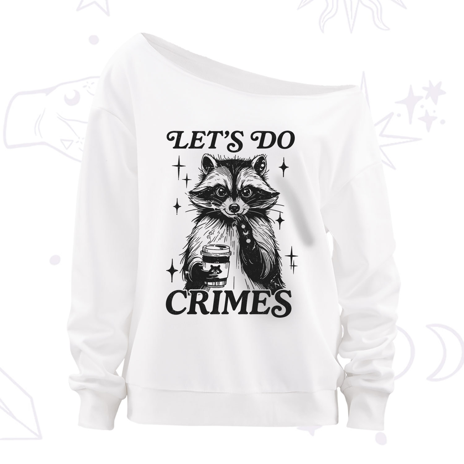Purplehecate Let's Do Crimes Raccoon Off The Shoulder Sweatshirt