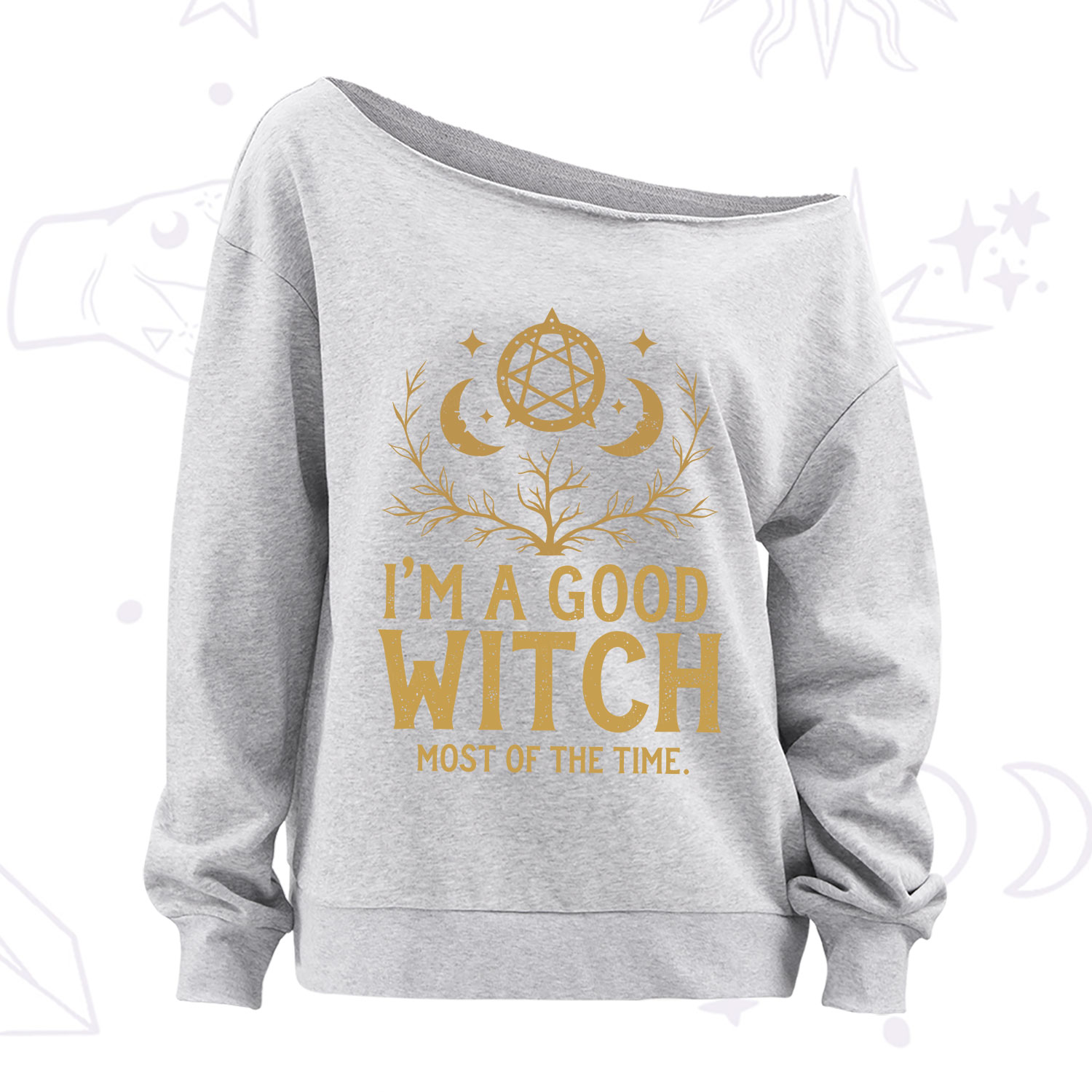 Purplehecate I'm A Good Witch Most Of The Time Off The Shoulder Sweatshirt