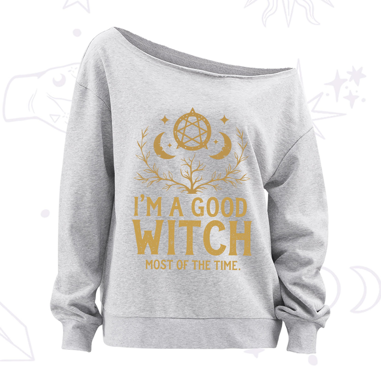 Purplehecate I'm A Good Witch Most Of The Time Off The Shoulder Sweatshirt