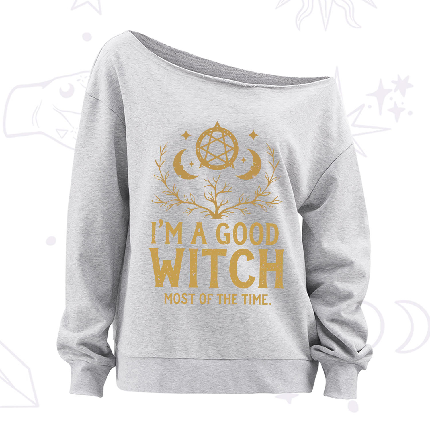 Purplehecate I'm A Good Witch Most Of The Time Off The Shoulder Sweatshirt