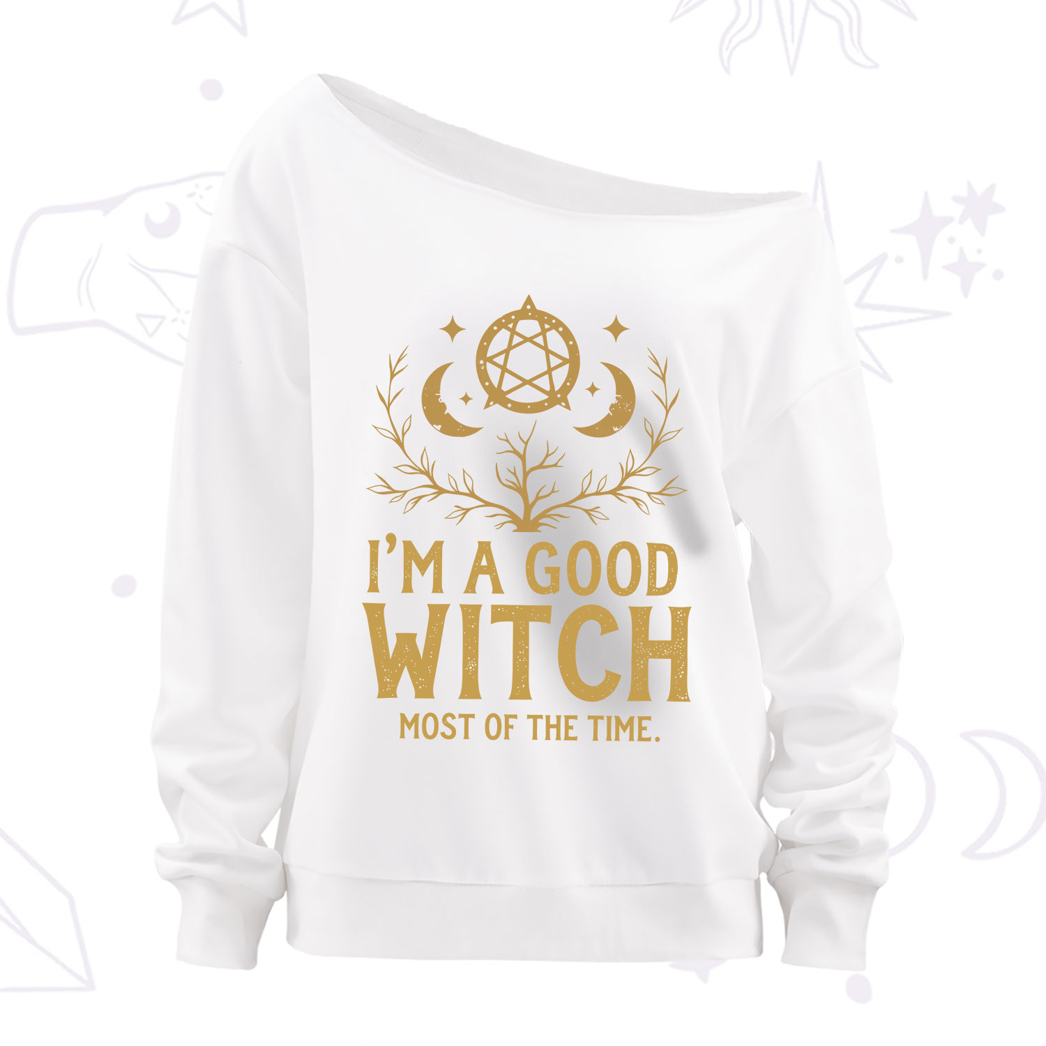 Purplehecate I'm A Good Witch Most Of The Time Off The Shoulder Sweatshirt