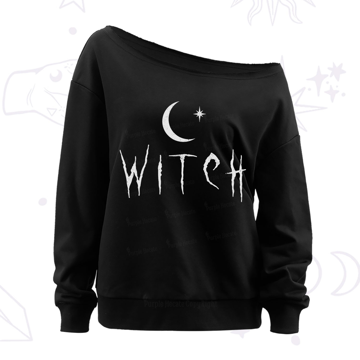 Purplehecate Witchy Moon Off The Shoulder Sweatshirt