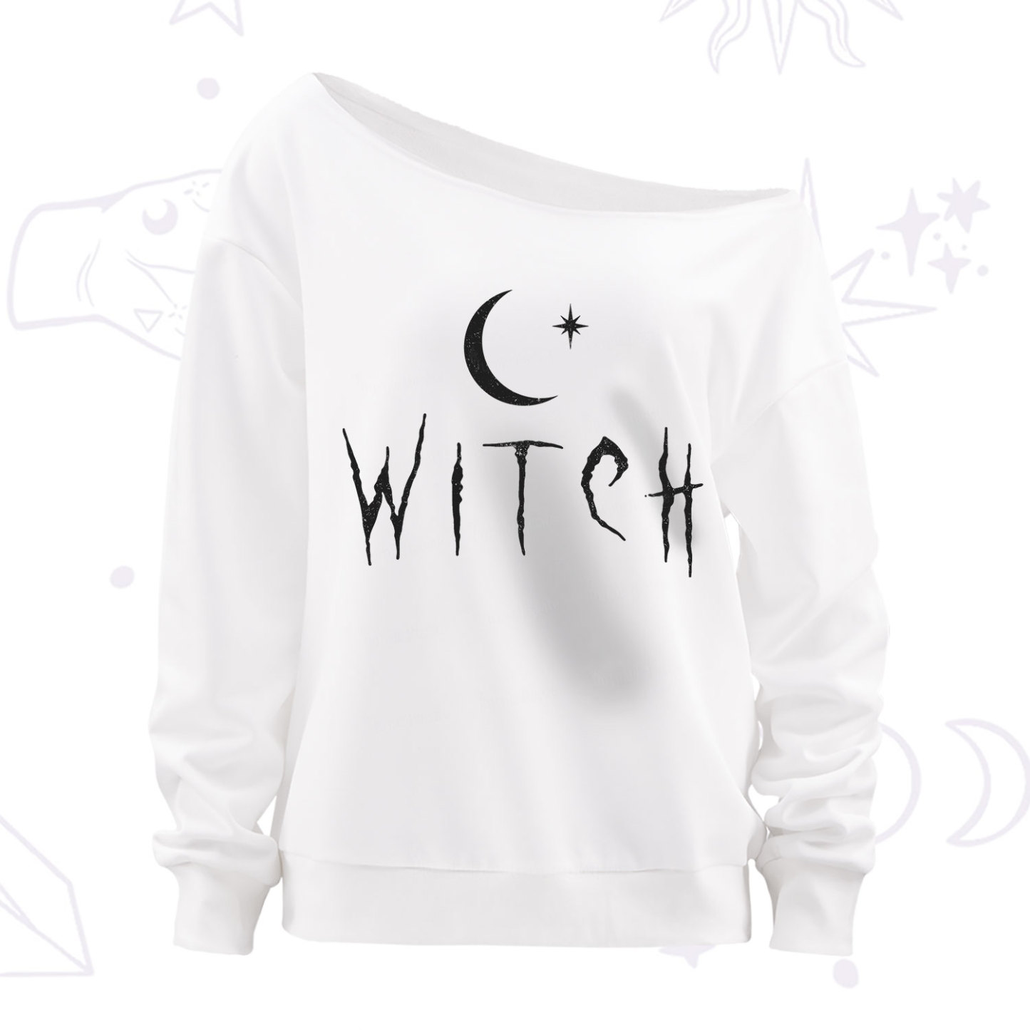 Purplehecate Witchy Moon Off The Shoulder Sweatshirt