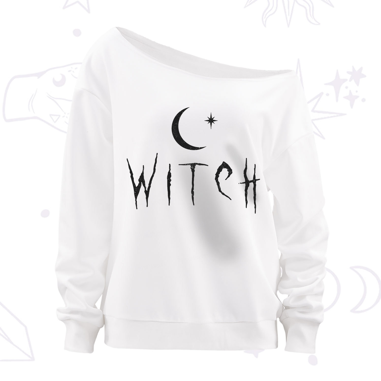 Purplehecate Witchy Moon Off The Shoulder Sweatshirt