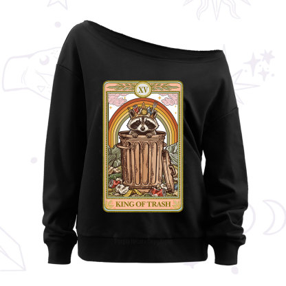 Purplehecate The King of Trash Raccoon Tarot Off The Shoulder Sweatshirt