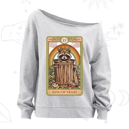 Purplehecate The King of Trash Raccoon Tarot Off The Shoulder Sweatshirt