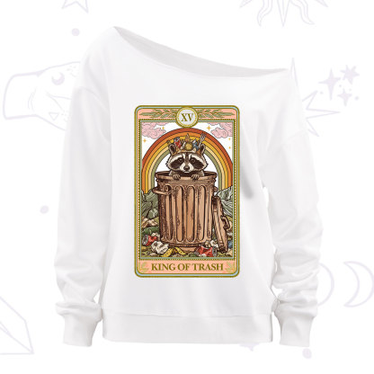 Purplehecate The King of Trash Raccoon Tarot Off The Shoulder Sweatshirt