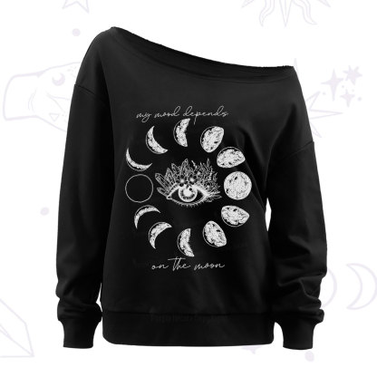 Purplehecate My Mood Depends On The Moon Off The Shoulder Sweatshirt