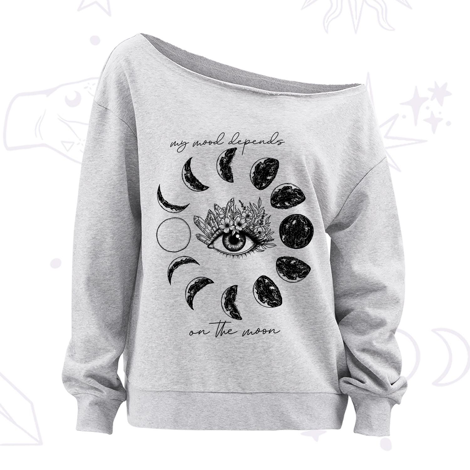 Purplehecate My Mood Depends On The Moon Off The Shoulder Sweatshirt
