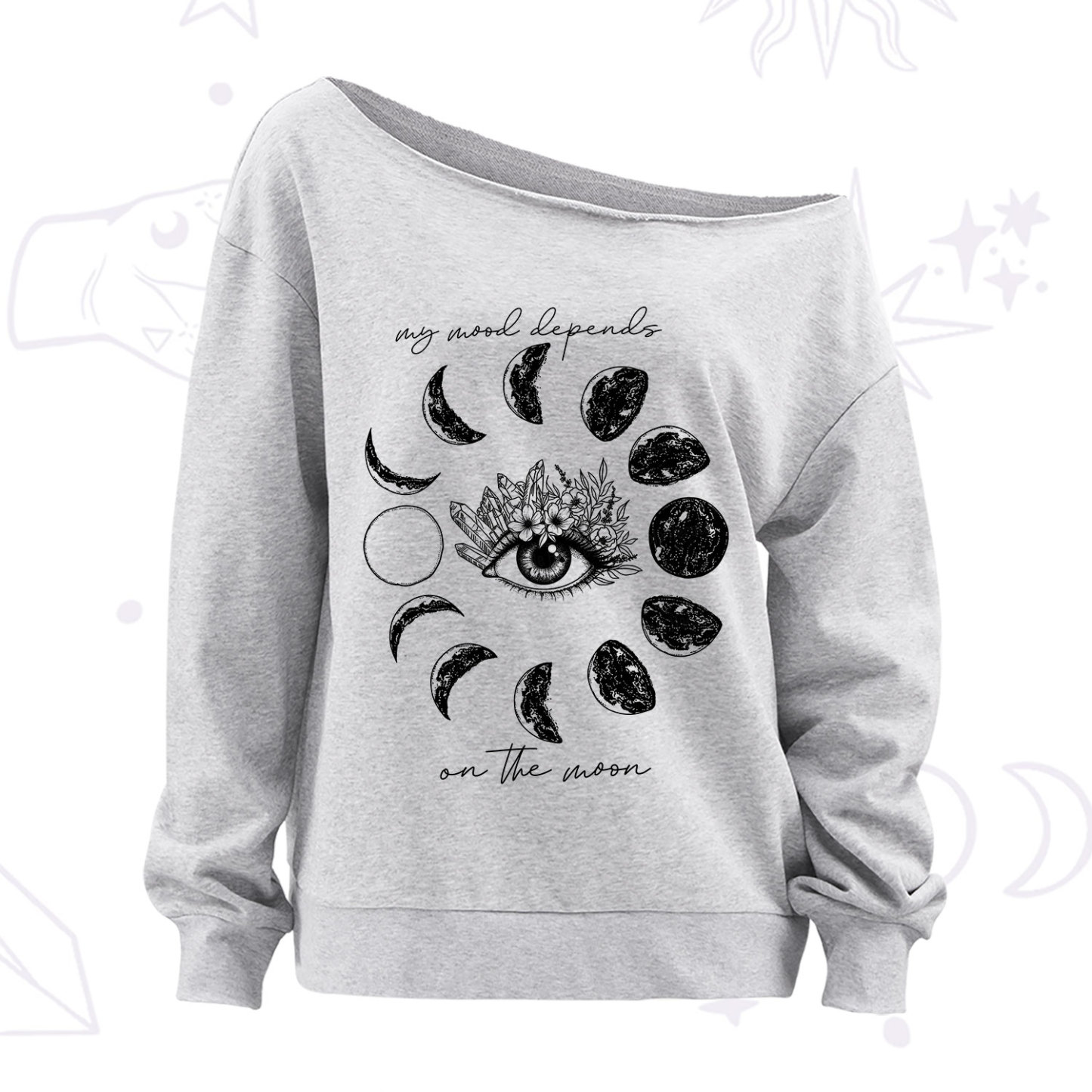 Purplehecate My Mood Depends On The Moon Off The Shoulder Sweatshirt