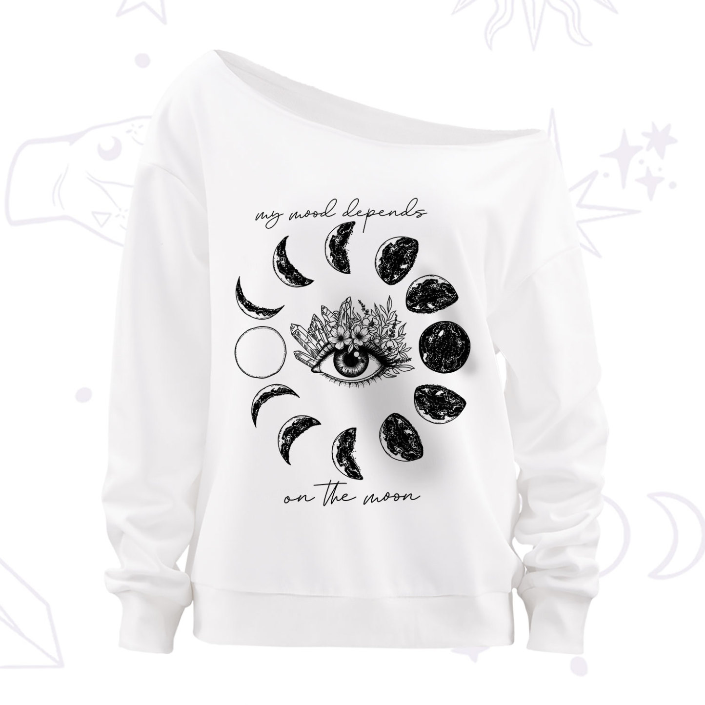 Purplehecate My Mood Depends On The Moon Off The Shoulder Sweatshirt