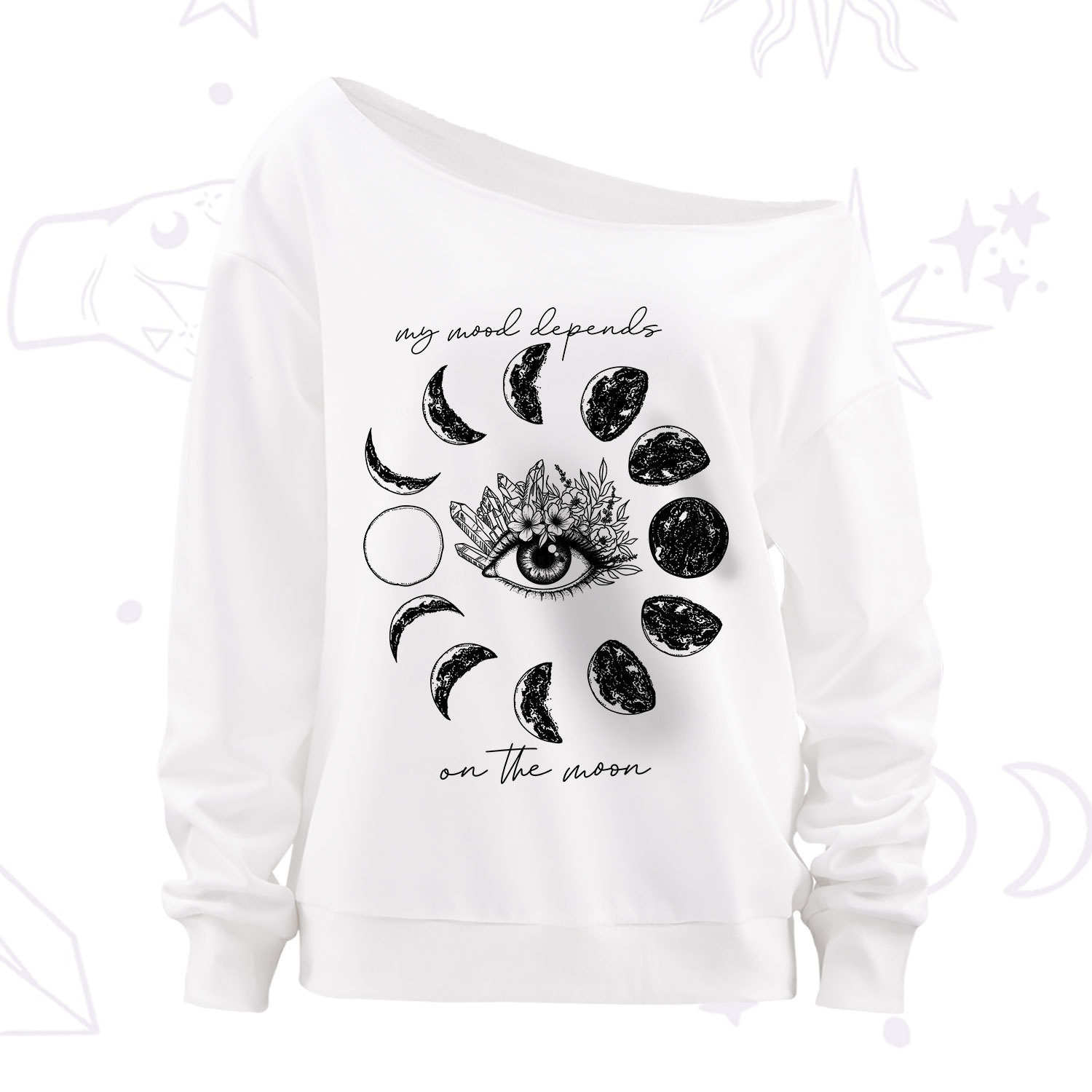 Purplehecate My Mood Depends On The Moon Off The Shoulder Sweatshirt