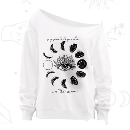 Purplehecate My Mood Depends On The Moon Off The Shoulder Sweatshirt