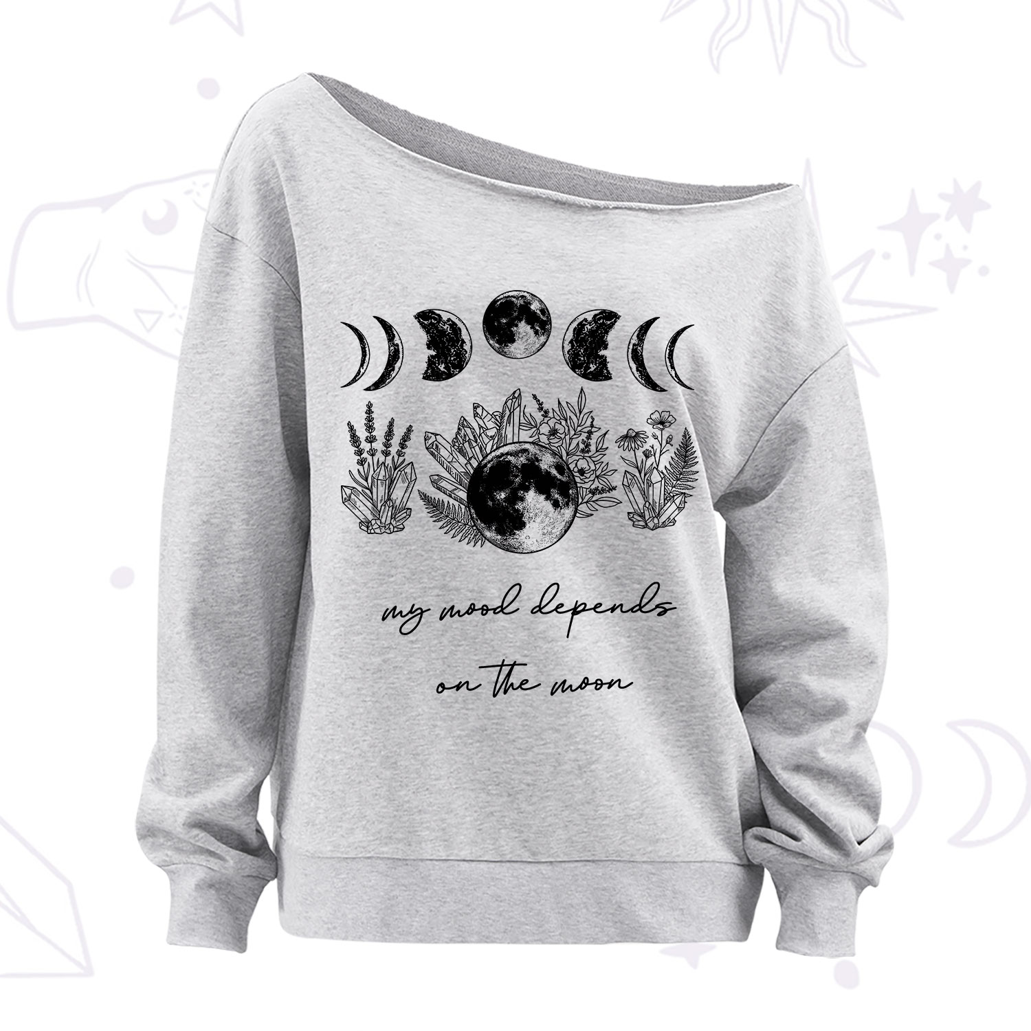 Purplehecate My Mood Depends On The Moon Off The Shoulder Sweatshirt