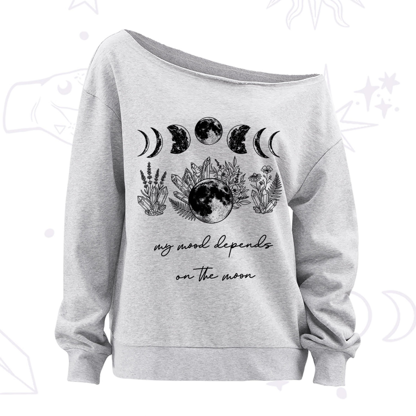 Purplehecate My Mood Depends On The Moon Off The Shoulder Sweatshirt