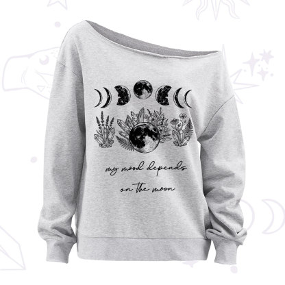 Purplehecate My Mood Depends On The Moon Off The Shoulder Sweatshirt