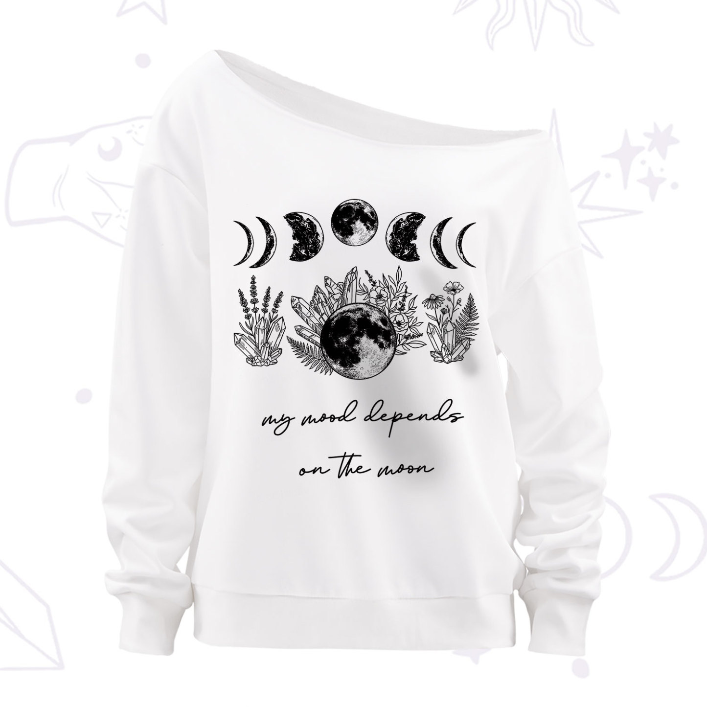 Purplehecate My Mood Depends On The Moon Off The Shoulder Sweatshirt