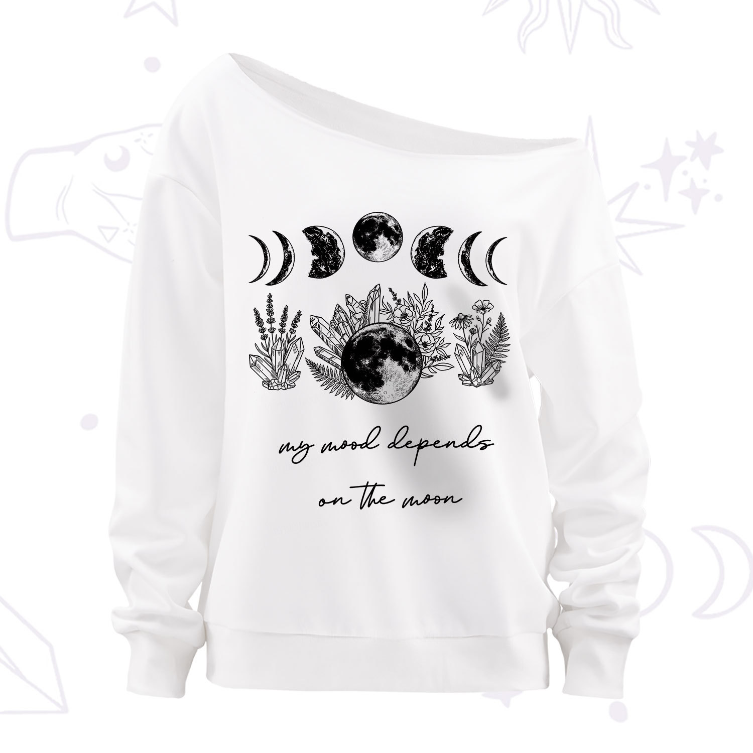 Purplehecate My Mood Depends On The Moon Off The Shoulder Sweatshirt
