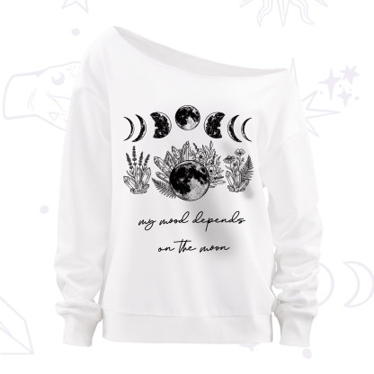 Purplehecate My Mood Depends On The Moon Off The Shoulder Sweatshirt