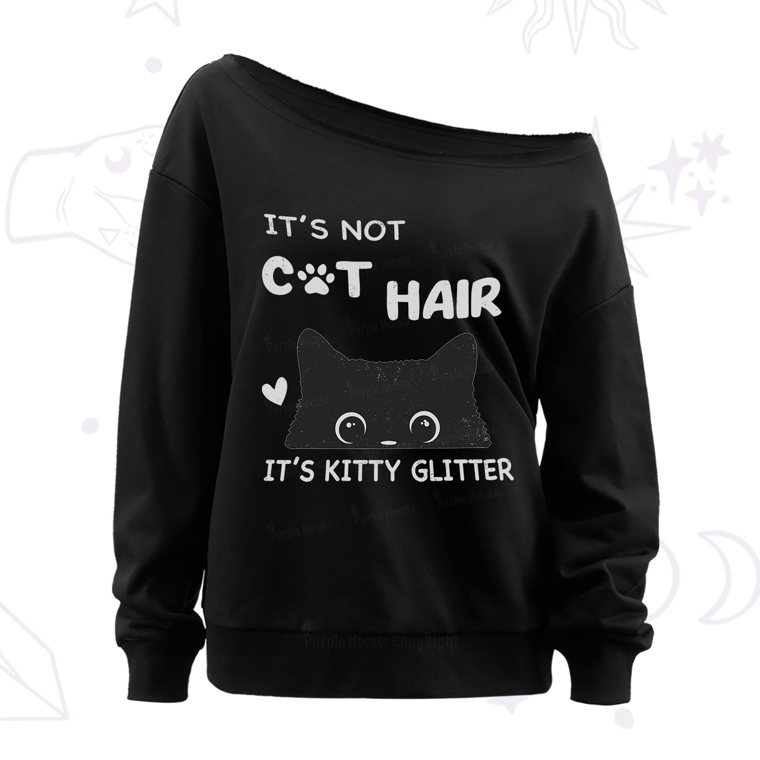 Purplehecate It's Not Cat Hair Off The Shoulder Sweatshirt