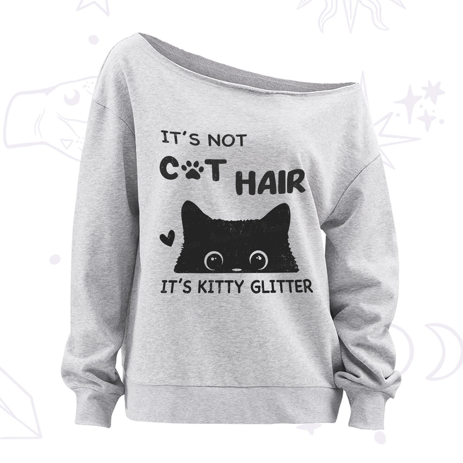 Purplehecate It's Not Cat Hair Off The Shoulder Sweatshirt