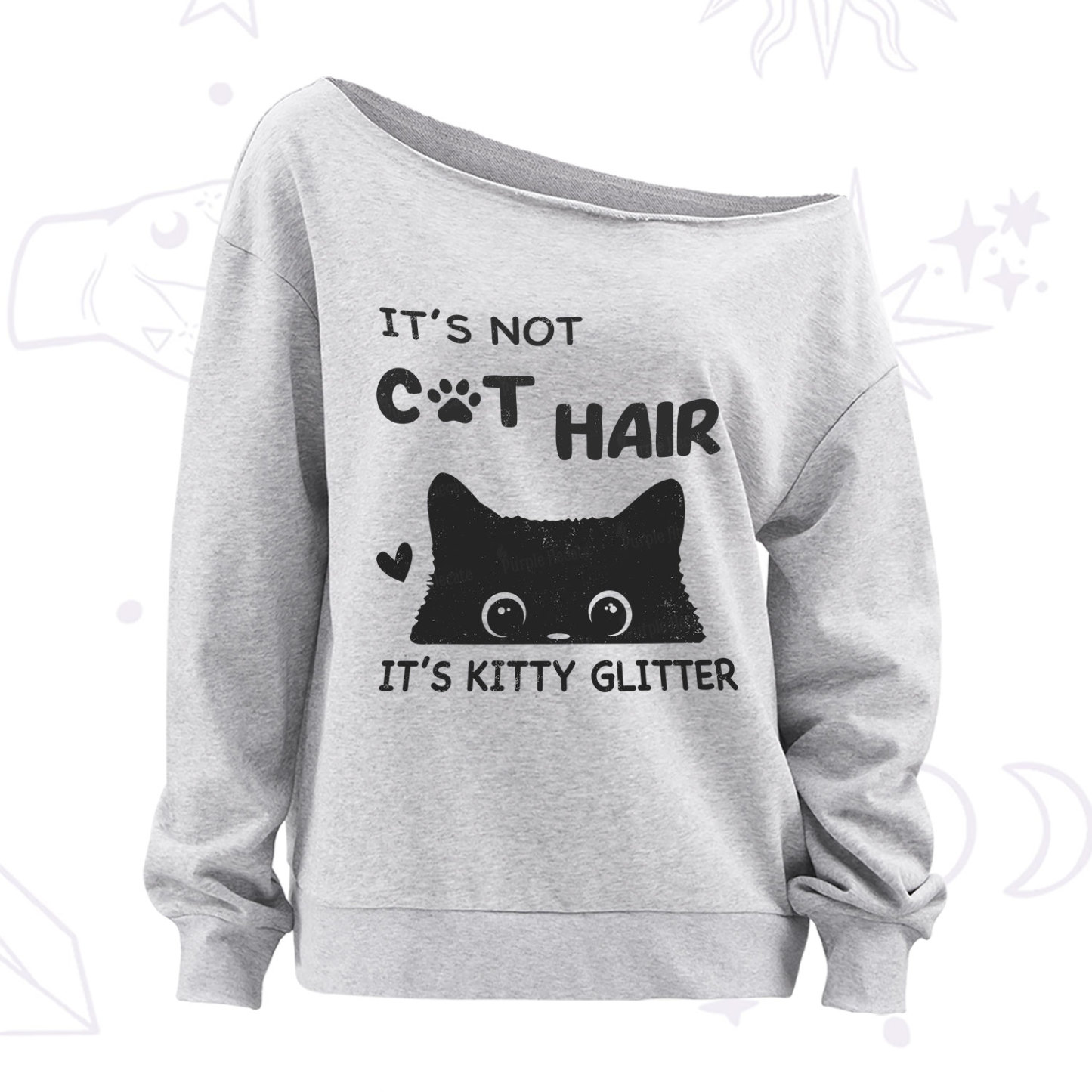 Purplehecate It's Not Cat Hair Off The Shoulder Sweatshirt