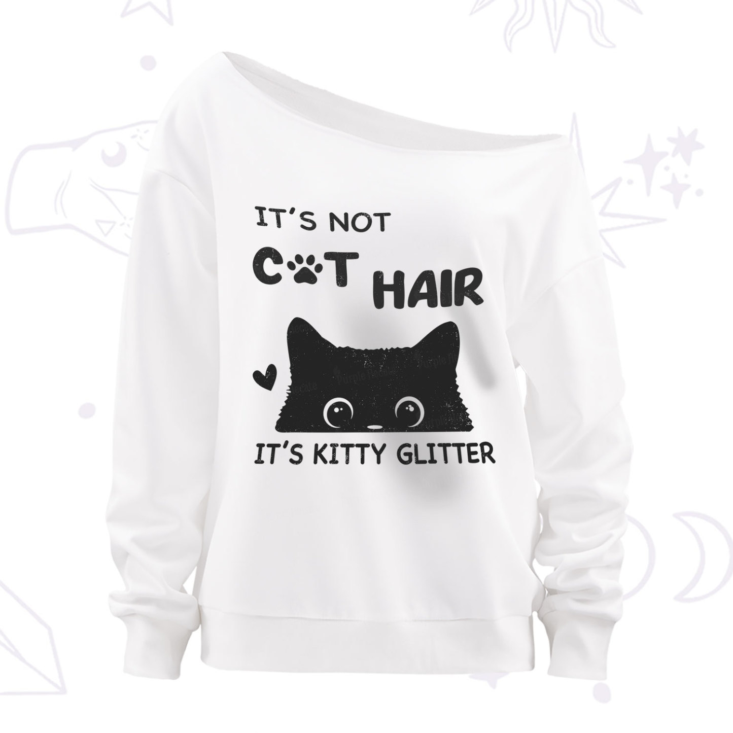 Purplehecate It's Not Cat Hair Off The Shoulder Sweatshirt
