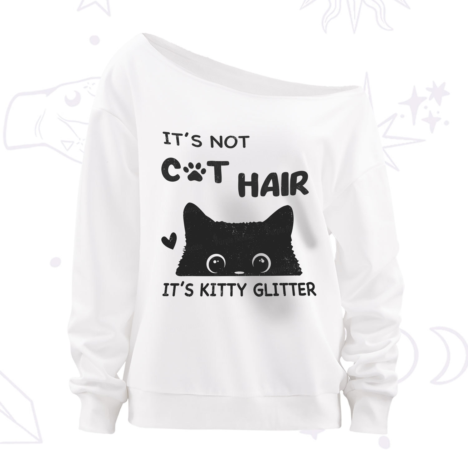 Purplehecate It's Not Cat Hair Off The Shoulder Sweatshirt