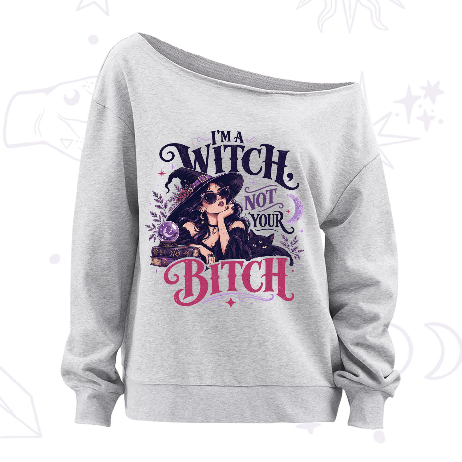 Purplehecate I'm a Witch Not Your Bitch Off The Shoulder Sweatshirt